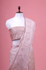 Mauve Applique Organza Silk Saree