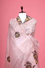 Rust Mauve Applique Organza Silk Saree