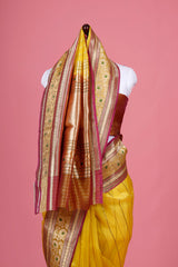 Yellow Handwoven Banarasi Organza Silk Saree