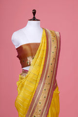 Yellow Handwoven Banarasi Organza Silk Saree