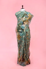 Green saree, organza saree, Bollywood saree, Banarasi saree, party wear saree, Wedding Saree