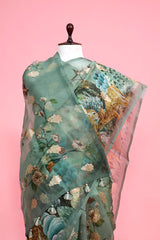 Green Handloom Organza Silk Saree