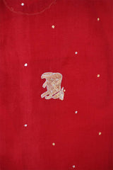 Red Organza Silk Saree with Pitta Zari Cow Motifs