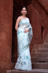 Blue saree, organza saree, Bollywood saree, Banarasi saree, party wear saree, Wedding Saree