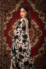 Black & White Applique Organza Silk Saree