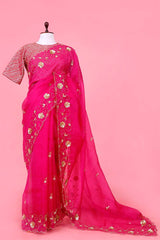 Banarasi Silk Saree, Banarasi saree, silk saree, Rani pink saree, wedding saree, party wear saree