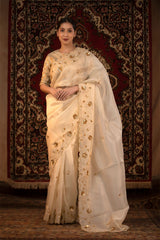 White saree, organza saree, Bollywood saree, Banarasi saree, party wear saree, Wedding Saree