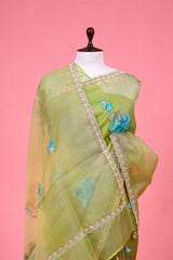 Floral Handpainted Organza Silk Saree