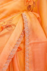 Floral Handpainted Organza Silk Saree