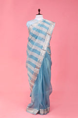 Blue saree, organza saree, Bollywood saree, Banarasi saree, party wear saree, Wedding Saree