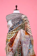 Multicolored Abstract Printed Organza Silk Saree