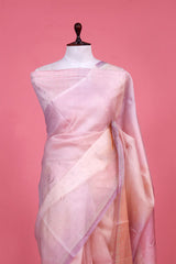 Purple Handpainted Organza Saree with Siroksi Work