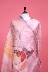 Purple Handpainted Organza Saree with Siroksi Work