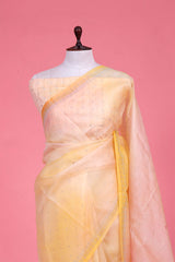 Yellow Handpainted Organza Saree with Siroksi Work