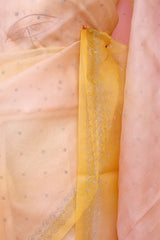 Yellow Handpainted Organza Saree with Siroksi Work