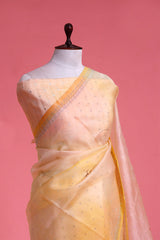 Yellow Handpainted Organza Saree with Siroksi Work