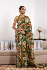 Green saree, organza saree, Bollywood saree, Banarasi saree, party wear saree, Wedding Saree