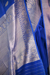 Royal Blue Organza Silk Saree with Gold Zari Work