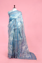 blue saree, organza saree, Bollywood saree, Banarasi saree, party wear saree