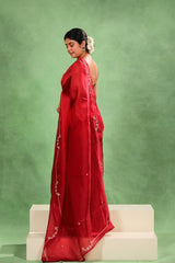 Bridal Red Organza Silk Saree with Gota Patti and Hand Embroidery