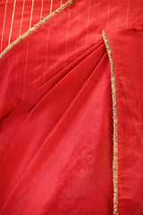 Red Organza Silk Saree with Gota Patti Floral Work