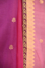 Baby Pink and Magenta Shaded Banarasi Organza Silk Saree