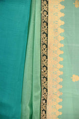 Turquoise and mint green 3D Shaded Banarasi Organza Silk Saree