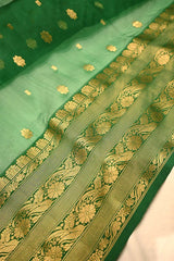 Anushka Inspired Green Kora Organza Silk Saree