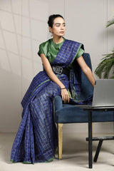 Blue Office Wear Saree Draping Style