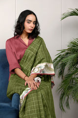 Green office wear saree for formal look