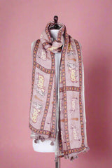 Pink Dupatta, mauve Dupatta, Pichwai Dupatta, Dupatta for women, Printed Dupatta, Linen Dupatta
