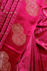 Maroon Ethnic Handwoven Raw Silk Saree