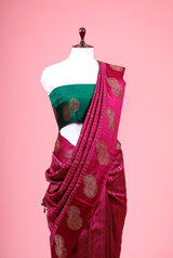 Maroon Ethnic Handwoven Raw Silk Saree