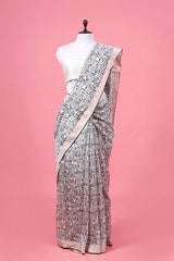 black saree, raw silk saree, wedding saree, bridal saree, party wear saree