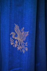 Blue Banarasi Raw Silk Saree with Birds And Animal Designs