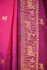 Purple Banarasi Raw Silk Saree with Pichwai Cow Designs
