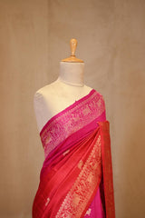 Red Banarasi Raw Silk Saree with Pichwai Cow Designs