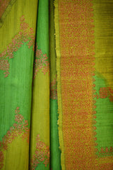 Green Rangkat Banarasi Raw Silk Saree with Floral Design