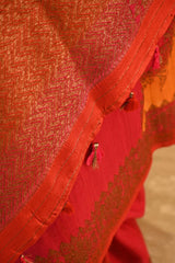 Red Rangkat Banarasi Raw Silk Saree with Floral Design