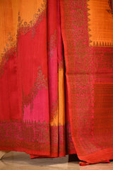 Red Rangkat Banarasi Raw Silk Saree with Floral Design