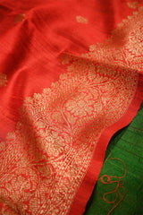GunGun Uprari in Red Raw Silk Banarasi Saree