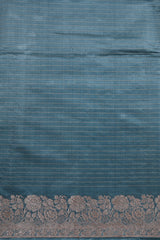 Metallic Blue Handloom Satin Silk Banarasi Saree