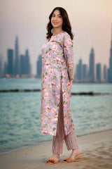 Lavender Kurta Set, summer kurta for women, floral print kurta set, kurta pant