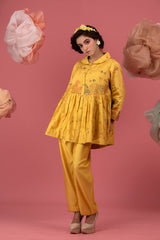 Deep Yellow Embellished Chiniya Silk Co-ord Set - Chinaya Banaras