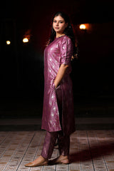 Deep Mauve Mulberry Silk Kurta Set