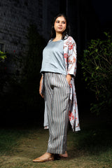 Silver Grey Chanderi Silk Co-ord Set