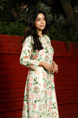 Liril Green Floral Printed Cotton Kurta Set