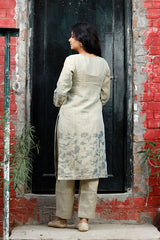 Sage Green Embellished Mulmul Tissue Silk Kurta Set