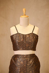 Black Embelished Floral Jaal Woven Banarasi Silk Co-Ord Set