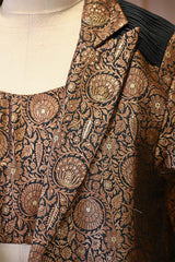 Black Embelished Floral Jaal Woven Banarasi Silk Co-Ord Set